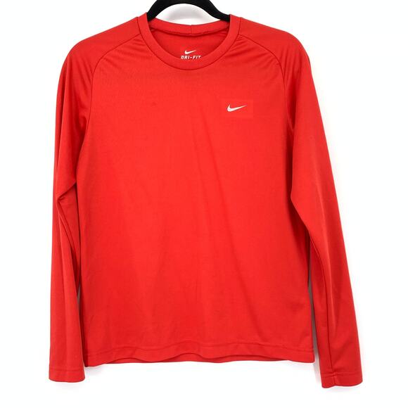 Nike Dri Fit Activewear Long Sleeve Crew Neck T-Shirt Womens Size Medium Red - Picture 1 of 7